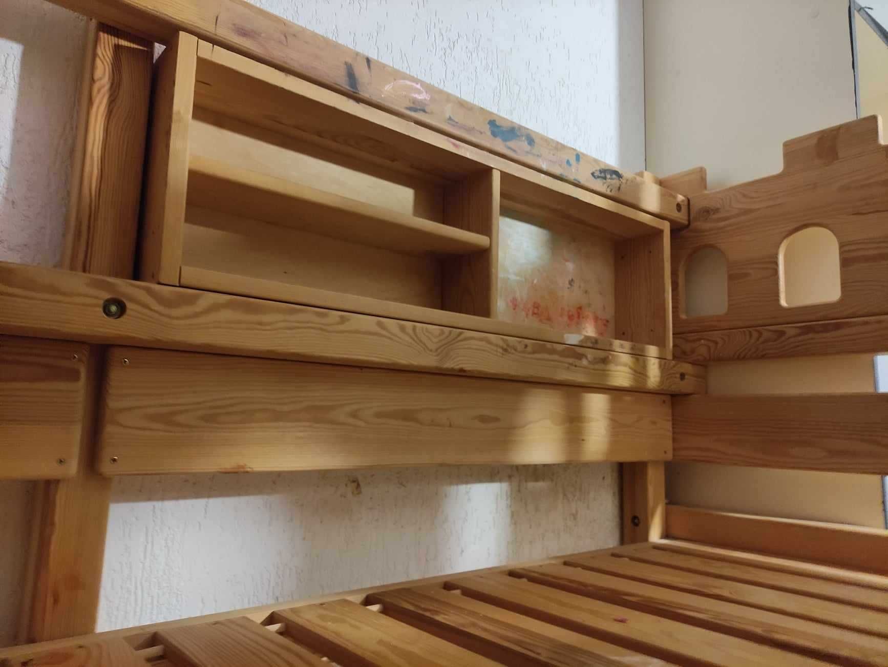 Piętrowe drewniane łóżko bardzo solidne 200x90
