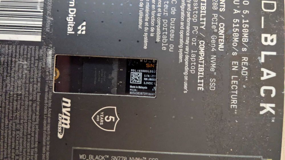 SSD Накопичувач WD_BLACK SN770 1TB 2TB NVMe PCIe Gen4 x4 M.2 2280