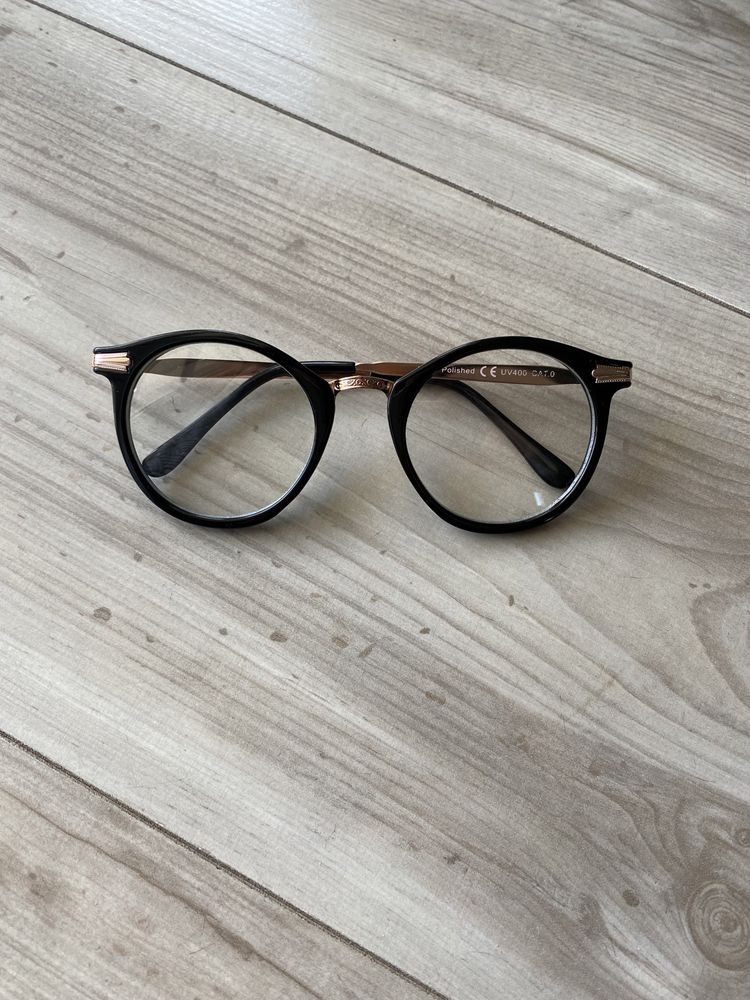 Nowe okulary zerówki czarno - złote Brylove