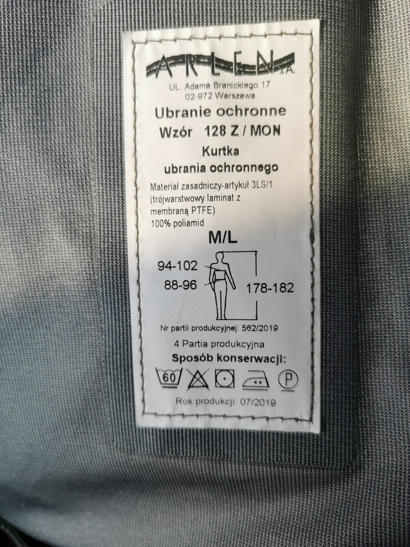 Ubranie wojskowe ochronne nieprzemakalne wzór 128z Gore-Tex roz M/L/