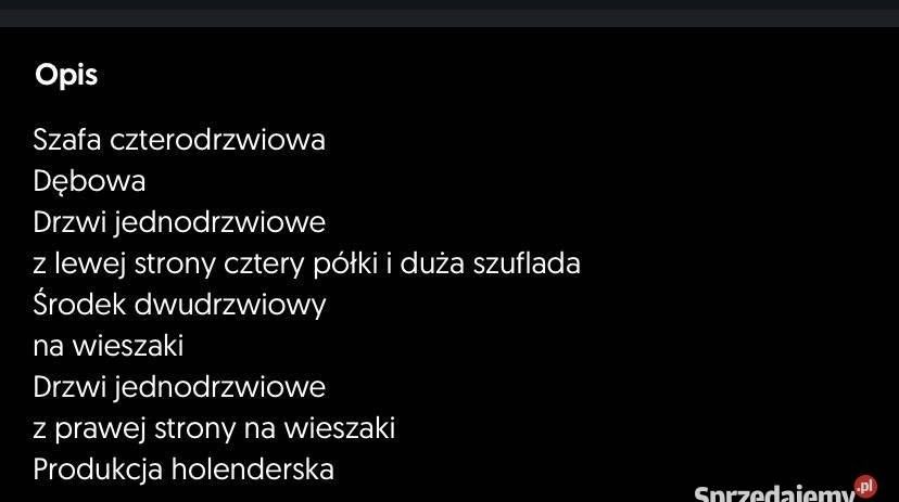 Szafa czterodrzwiowa debowa