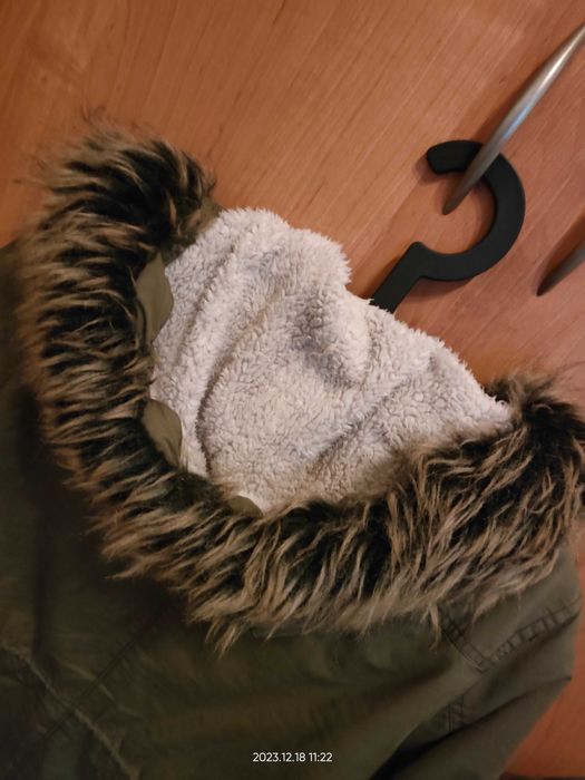 Taelly Weily_Kurtka zima_Parka/ Midi_Kaptur_Zieleń/ Khaki_S/ M_Okazja