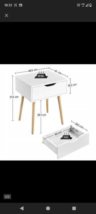 Zestaw 2 Stolików Nocnych  Komoda Nocna Stolik Nocny Stolik Boczny
