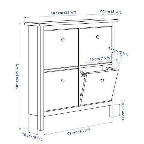 HEMNES Szafka na buty, 4 przegrody  czarnobrąz 107x22x101 nowa !! IKEA