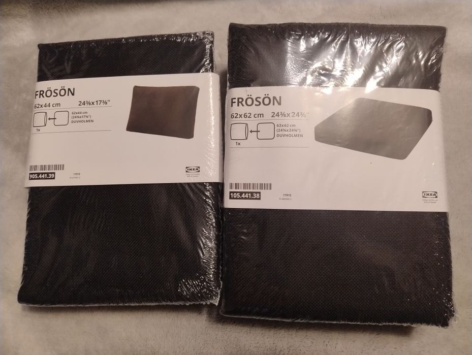 Frösön Ikea nowe czarne pokrowce 62x62 i 62x44