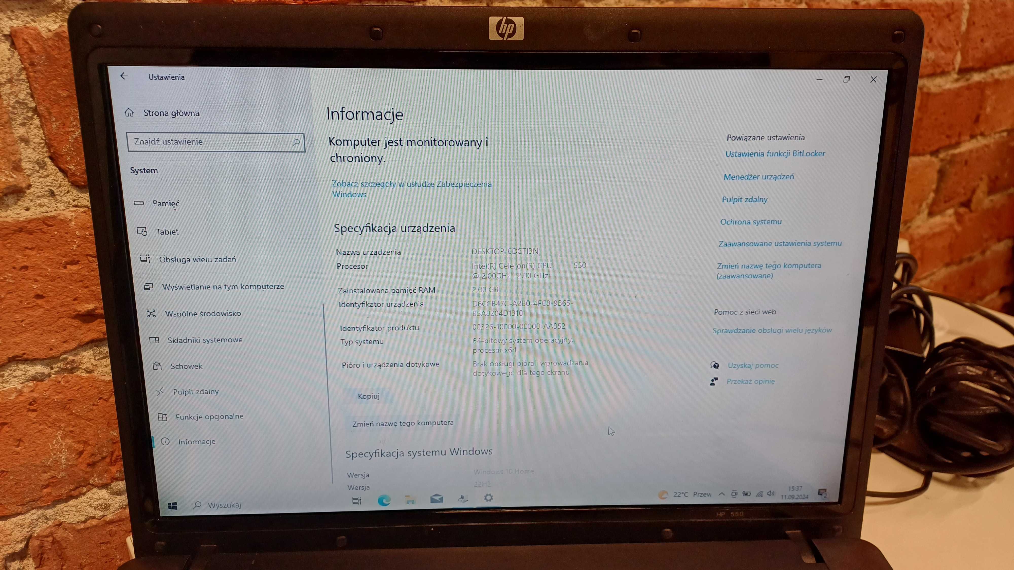 HP 550 Hewlett Packard laptop sprawny