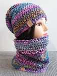 Komplet czapka beanie z kominem handmade na szydełku
