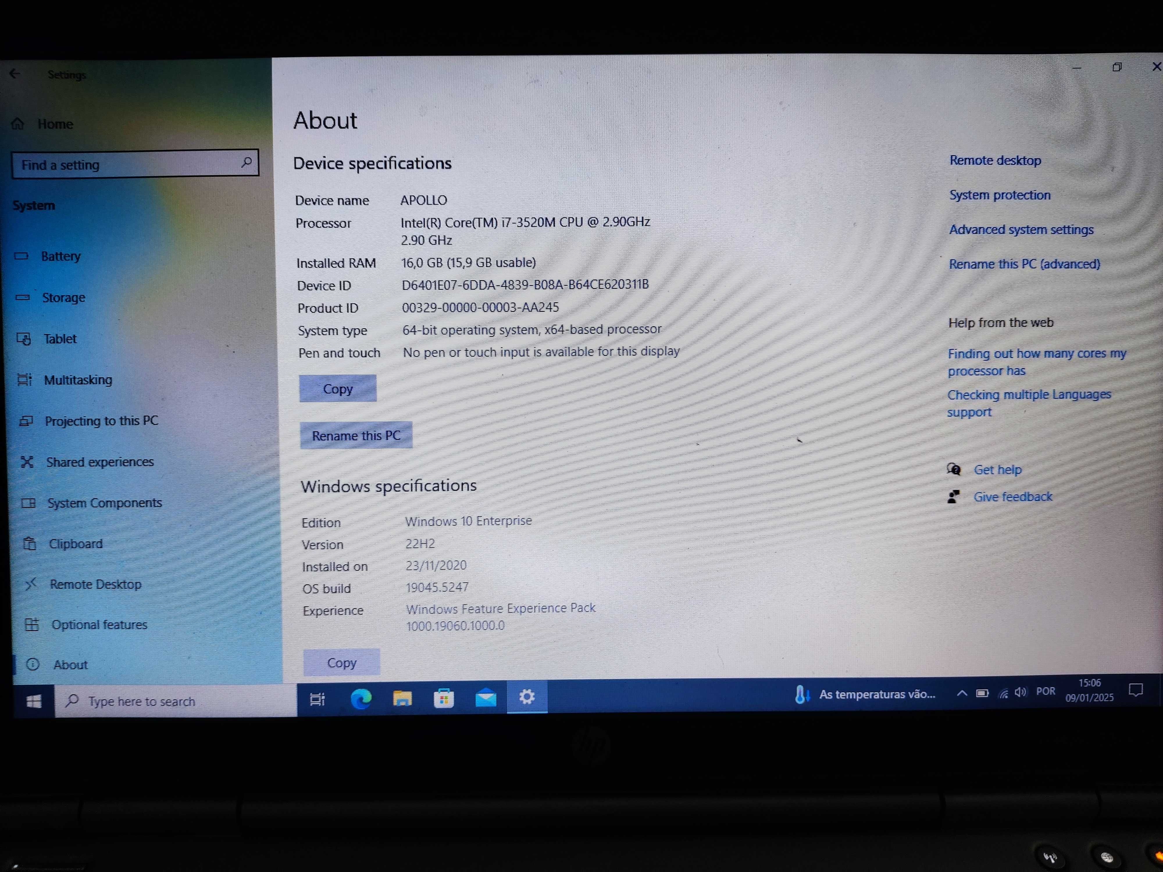 Portátil HP2570p Intel i7, com 2 docking station, 16GB Ram