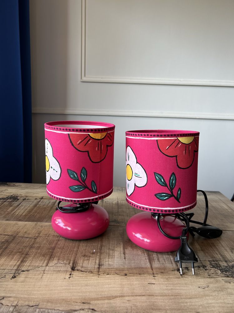 Retro Floral Vibes – Zestaw Lamp Nocnych w Stylu Vintage Handmade