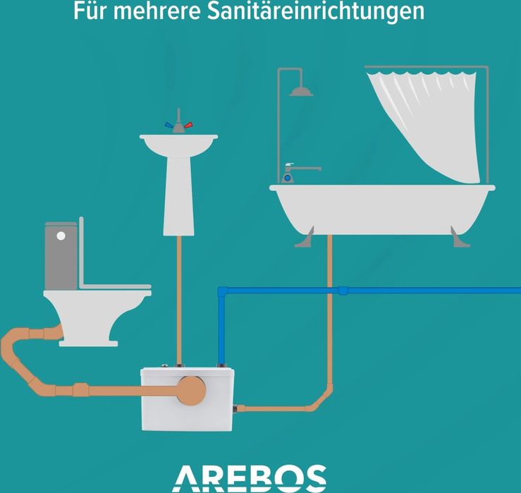Pompa ściekowa AREBOS 600 W | 100 l/min, do WC prysznica przepompownia