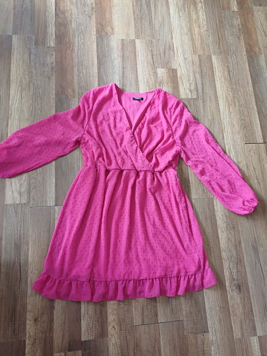 Sukienka różowa XL lato wesele komunia elegancka 46 letnia plus size