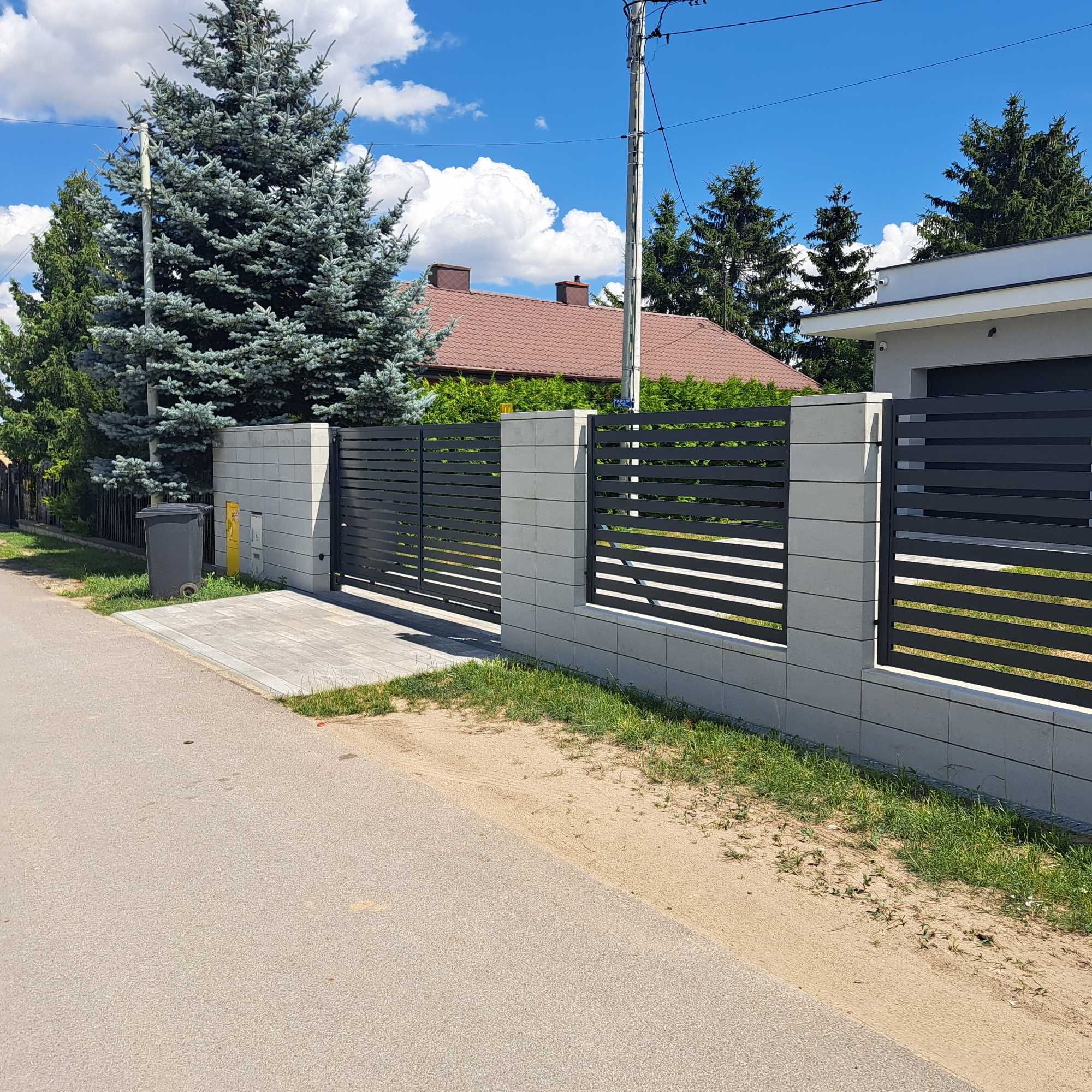 Brama przesuwna palisadowa 4000x1500 w komplecie