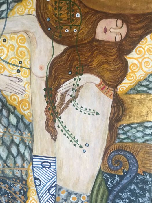 Miniatura Klimta malowana metodą pisania ikon