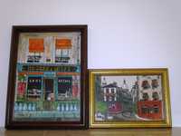 2 Quadros Vintage originais óleo sobre tela Bathe Ruas de Paris