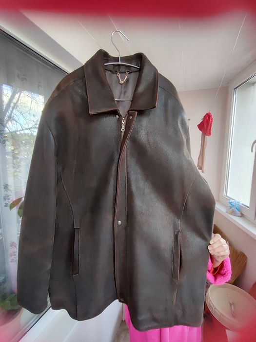 Мужская зимняя кожаная куртка