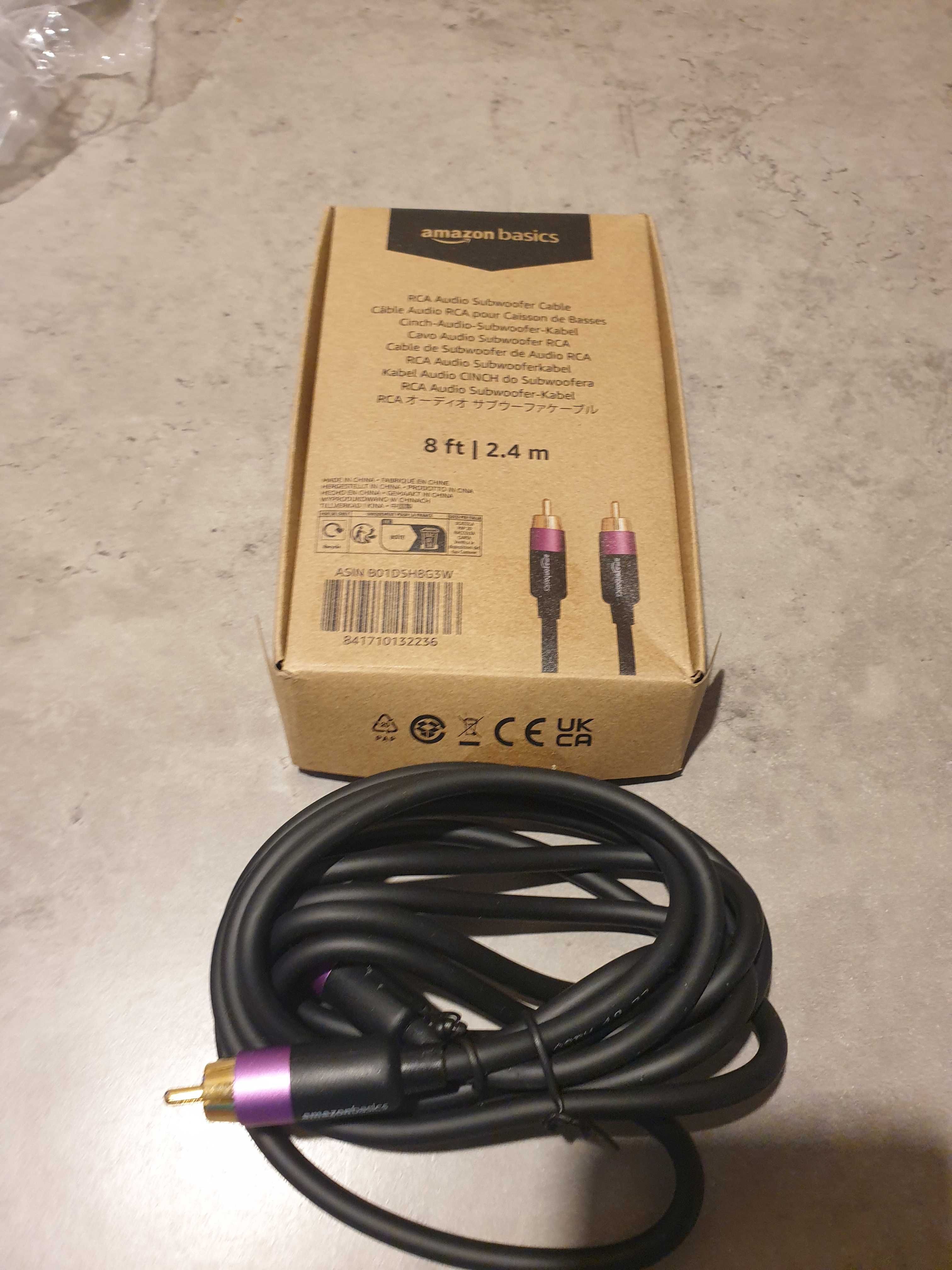 kabel do subwoofera, 2,4 m, czarny Amazon Basics