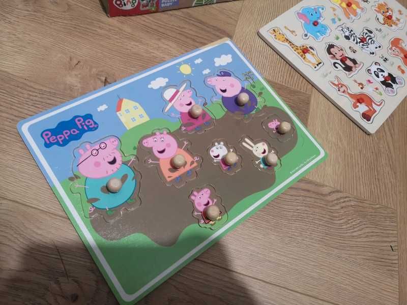Zestaw zabawek puzzle drewniane Peppa Pig Bing 2+ (dla dwulatka)