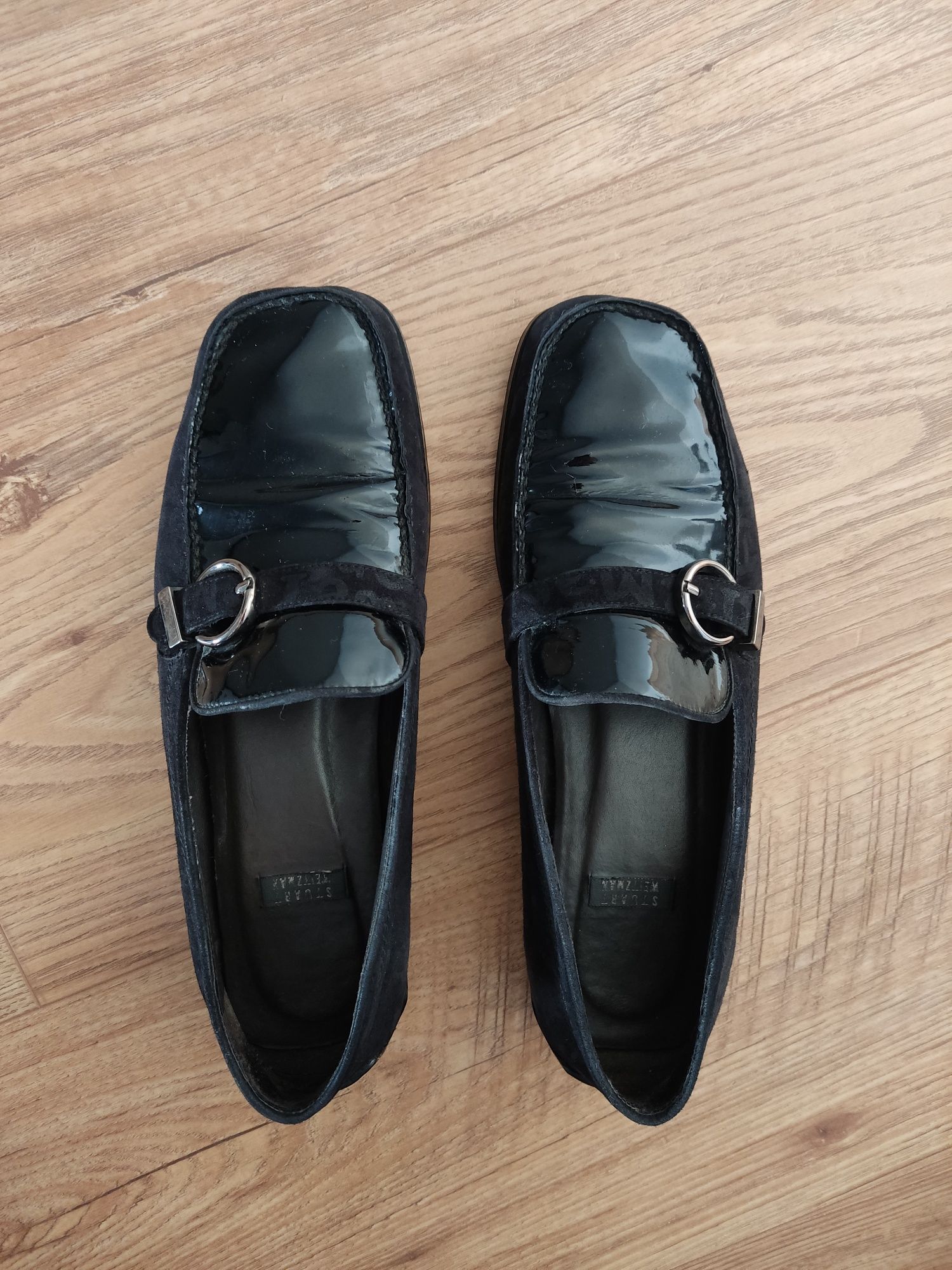 Buty czarne skórzane mokasyny loafers Stuart Weitzman