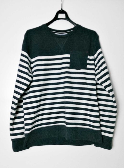Bluza bez kaptura w paski szara biała długi rękaw Next M
