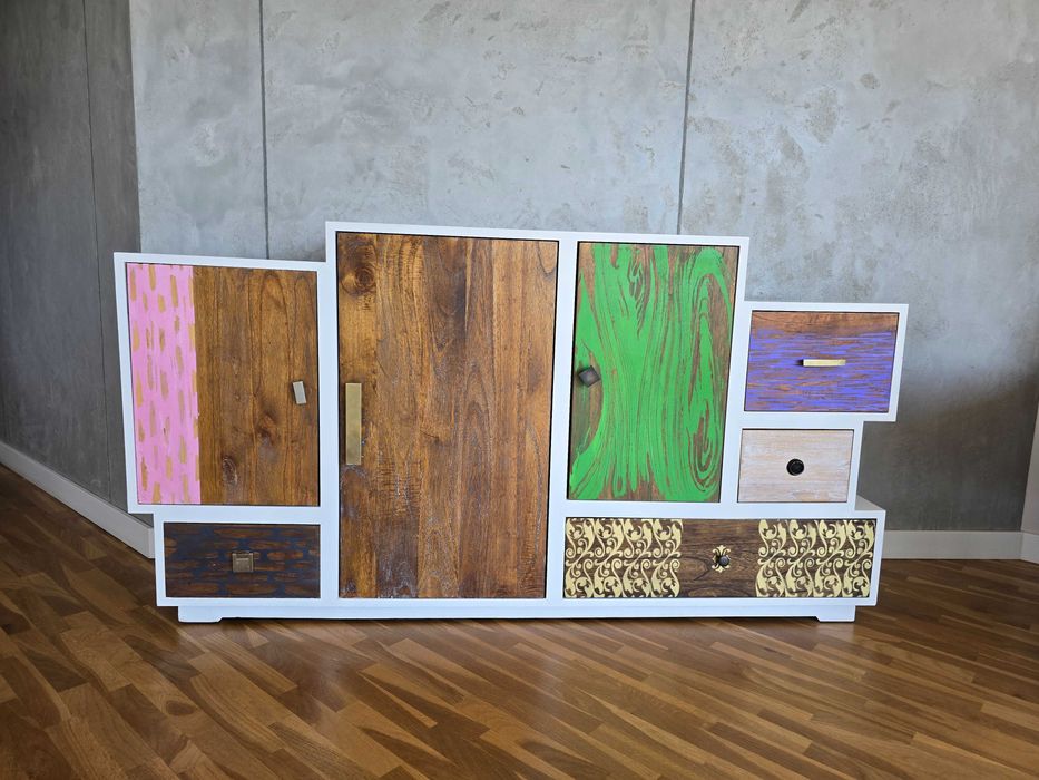 Komoda kolorowa solidna  - drewno egzotyczne - KRAKÓW