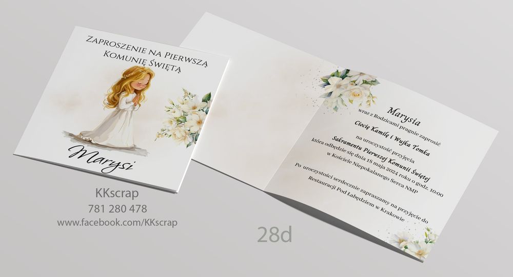 Zaproszenia na komunię chrzest roczek ślub