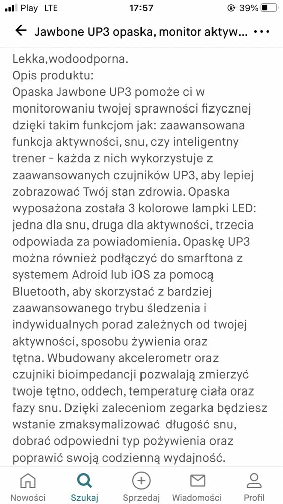 Jawbone up3 opaska monitor aktywnosci fitness silownia