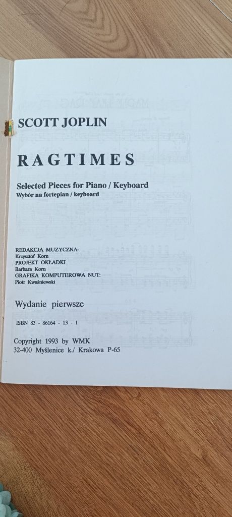 Scott Joplin "Ragtimes" for piano/keyboard