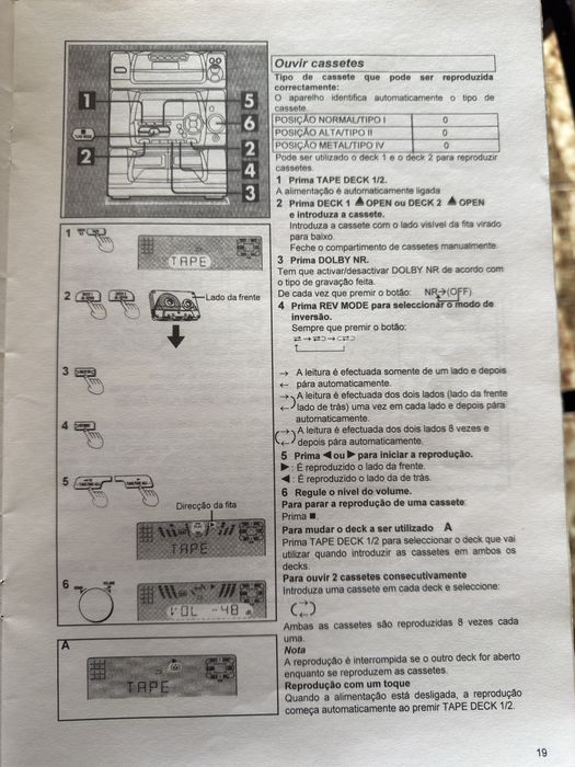 Aparelhagem Panasonic- 5 CDs + Leitor Duplo Cassetes
