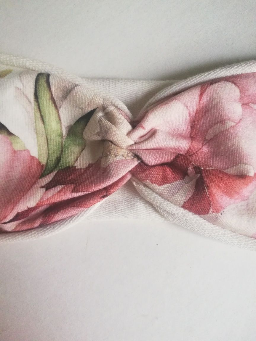 Chusta i opaska damska peonie handmade