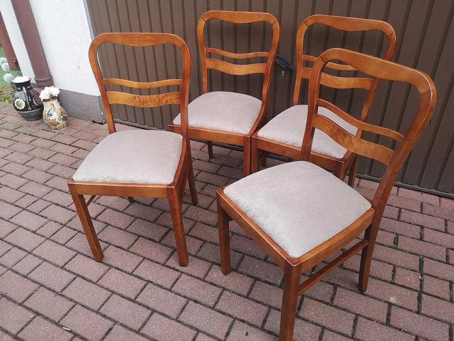 Krzesła ART-DECO Stare Antyk Komplet 4 Sztuki Po Renowacji.