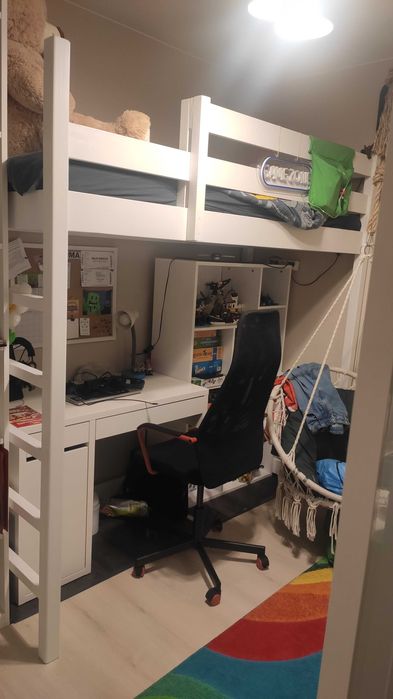 Łóżko na antresoli drewniane 197 cm materac