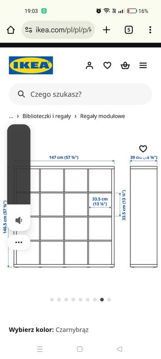 Regał kallax Ikea czarny brąz z wkładami