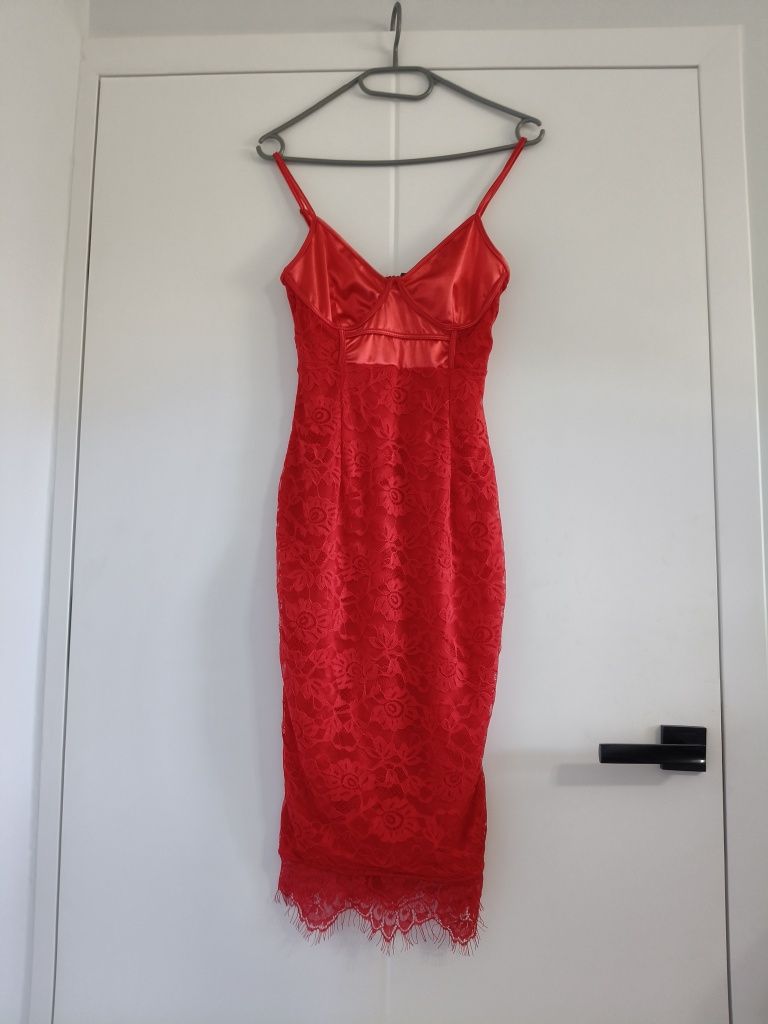 Red dress lace corset dress bodycon sukienka czerwona Koronkowa