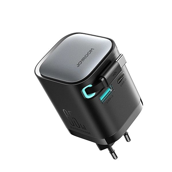 Ładowarka GaN Joyroom JR-TCL02/65W USB-A USB-C z wbudowanym kablem USB