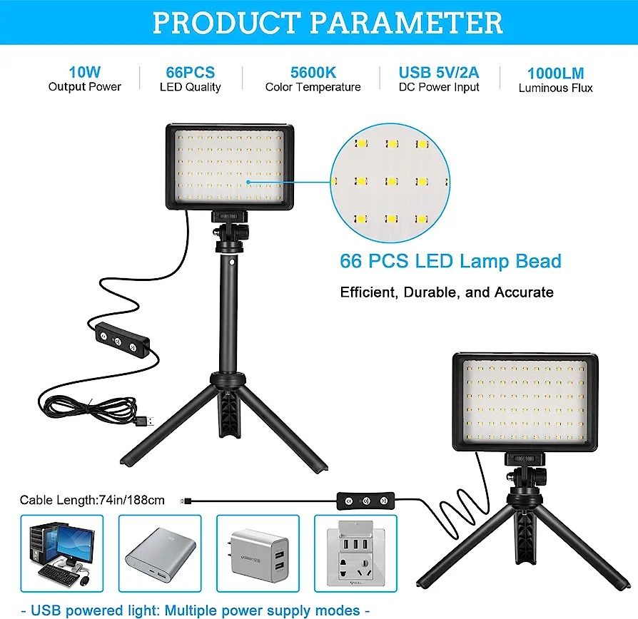 Zestaw LED 2x10 wat foto video monopod