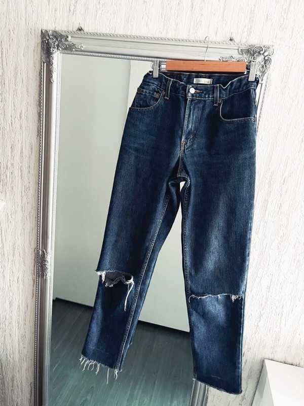 levi’s 550 jeansy z wysokim stanem z dziurami vintage tumblr S 36