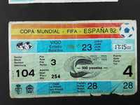 2 Bilhetes Mundial 82 - Espanha - Copa Mundial FIFA - Jogo 3 e 28