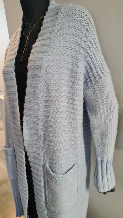 Długi sweter Kardigan. Reserved. Baby blue Błękitny. Rozmiar M - XL