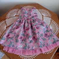 Śliczna różowo - liliowa sukienka w maliny . Rozmiar 110 cm