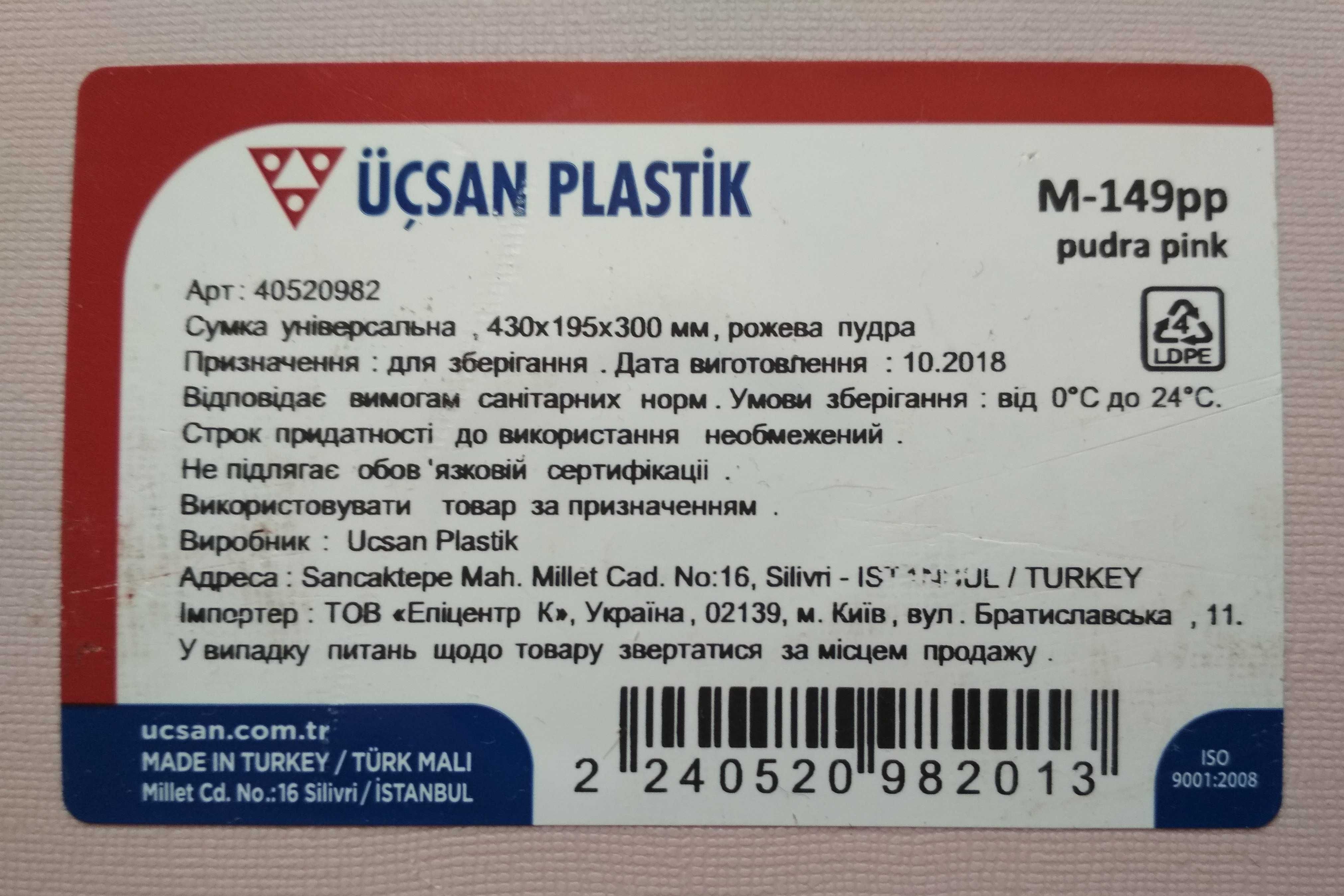 Пластиковая сумка корзинка в стиле «пин-ап» «Üçsan Plastik» (Турция)