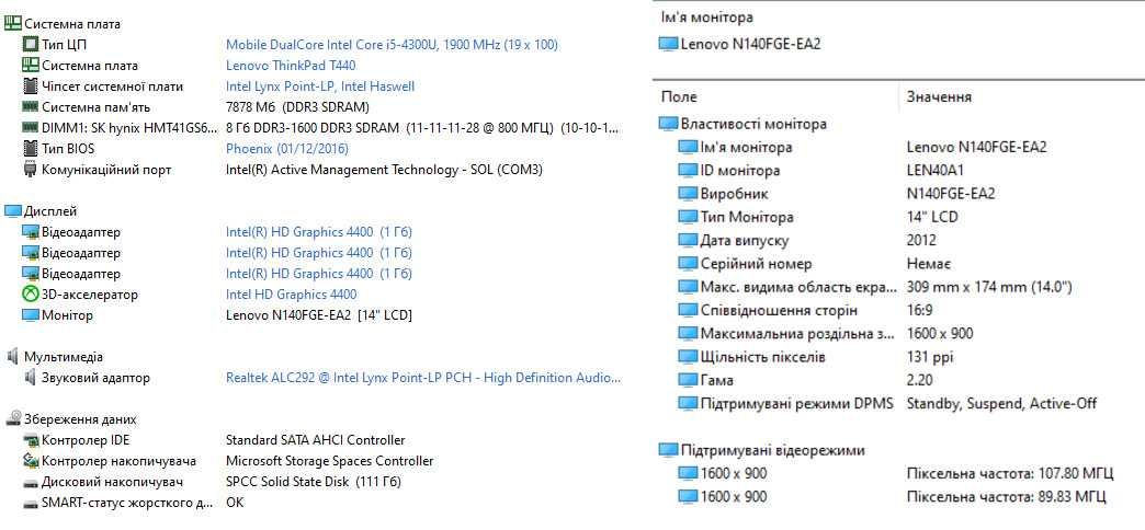 Ноутбук Lenovo ThinkPad T440