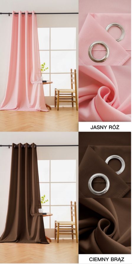 Zasłony 140x250 na przelotkach zasłona matowa kółka kolory 2 sztuki