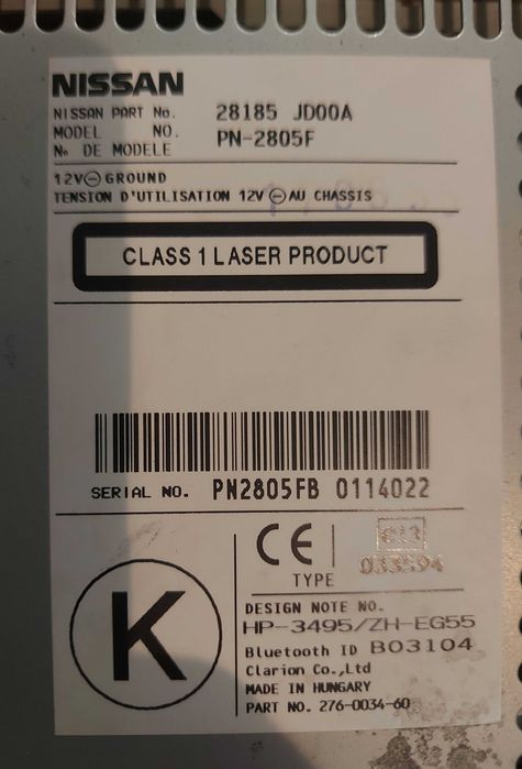 Radio PN-2805F (HY00E) Nissan Qashqai J10