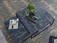 Nowy zestaw 2 marmurowych czarnych stolików Wohnling