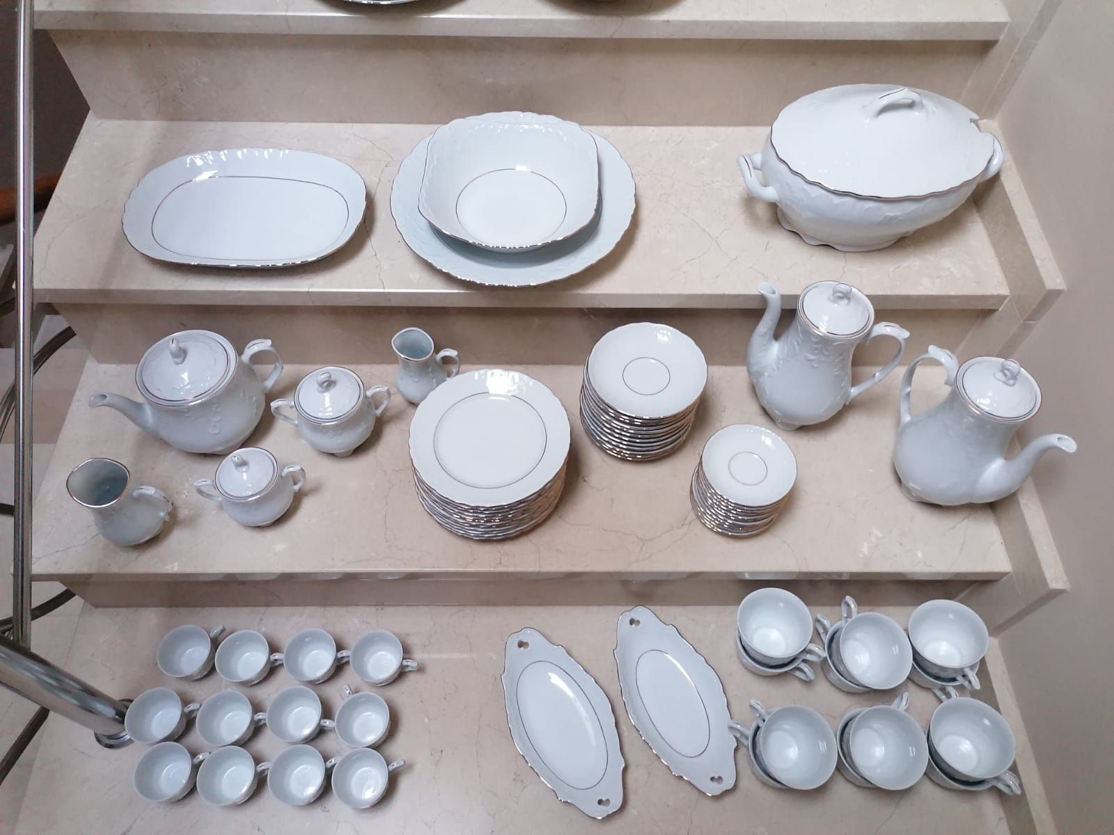 Komplet porcelany 128 elementów CMIELÓW ROKOKO ZŁOCONY
