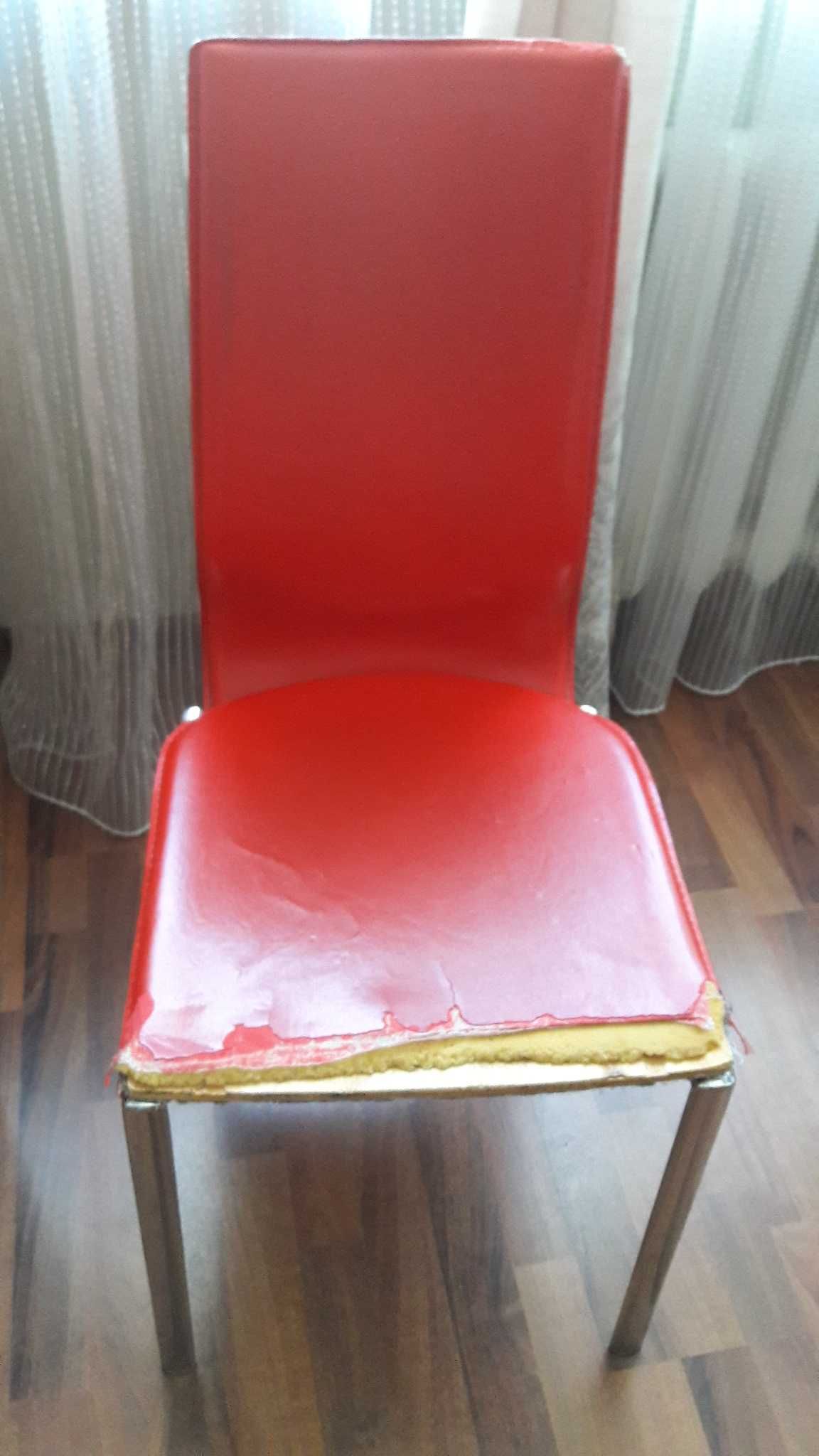 Красный стул хромовые ножки под реставрацию