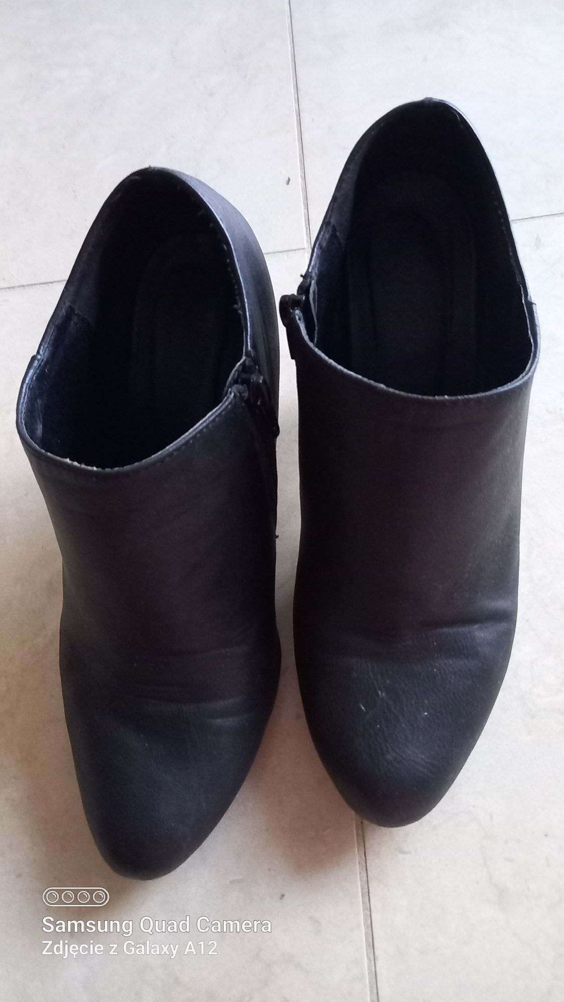Czarne botki szpilki wiosna jesień 40 26 cm