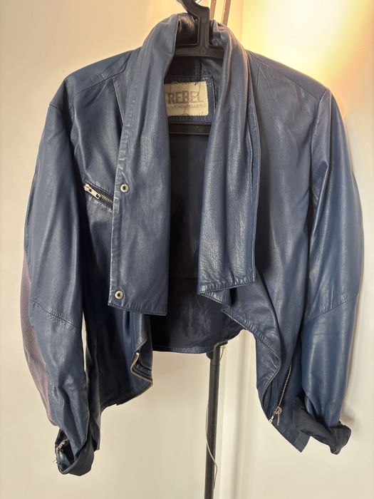 Ramoneska kurtka skóra niebieska 40/42 L XL