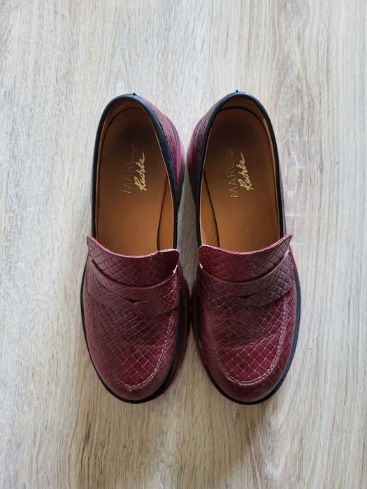 Mokasyny buty Marco & Radzka bordowe 37 skóra naturalna