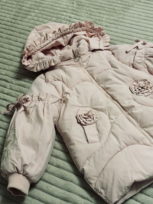 Куртка-пальто на девочку 6-8 лет теплая + Подарок шапка!